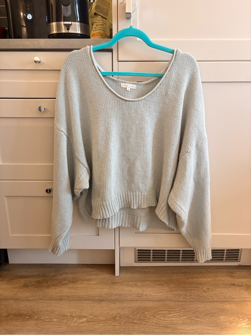 emory park Pale Blue Scoop Neck Oversized Sweater